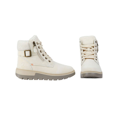 Pu Leather Lace-Up Combat Half Boots – Beige (SR-3495)