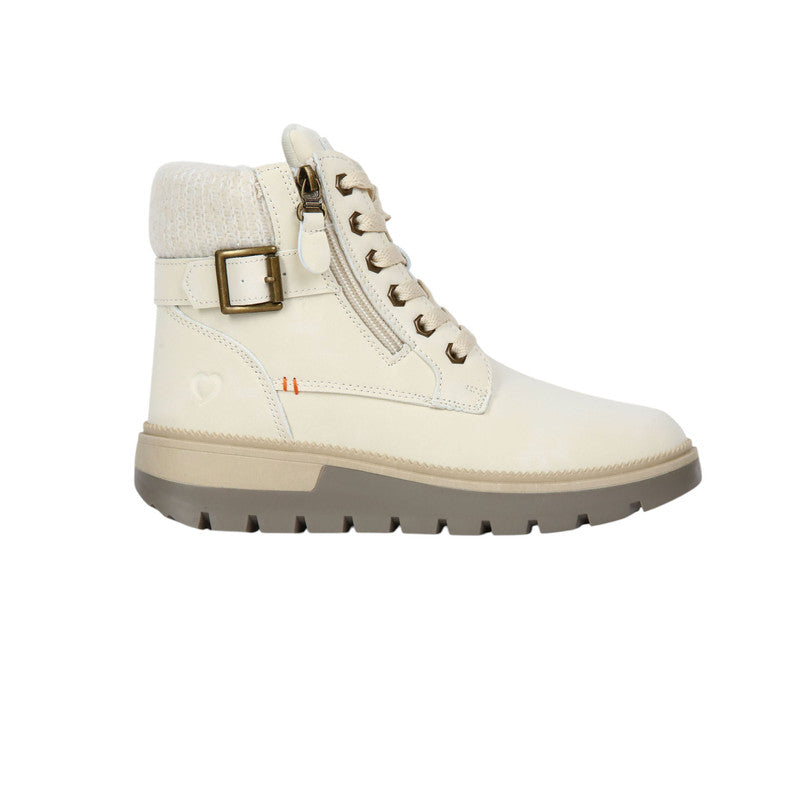 Pu Leather Lace-Up Combat Half Boots – Beige (SR-3495)