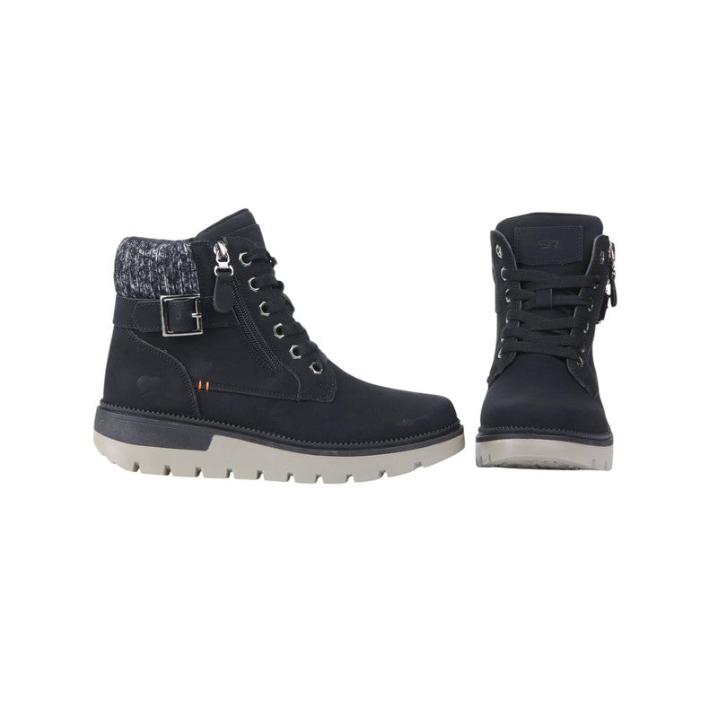 Pu Leather Lace-Up Combat Half Boots – Black (SR-3495)