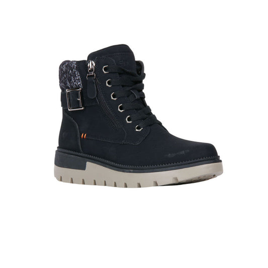 Pu Leather Lace-Up Combat Half Boots – Black (SR-3495)