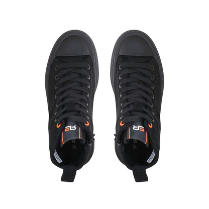 PU Leather High-Top Platform Sneakers - Black