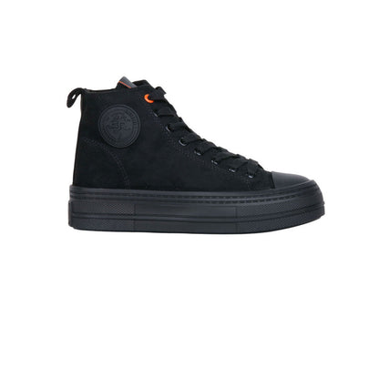 PU Leather High-Top Platform Sneakers - Black