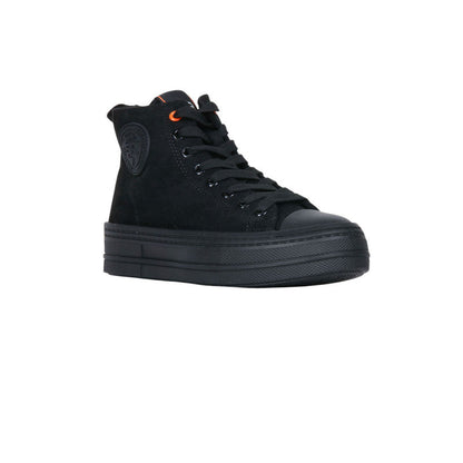 PU Leather High-Top Platform Sneakers - Black