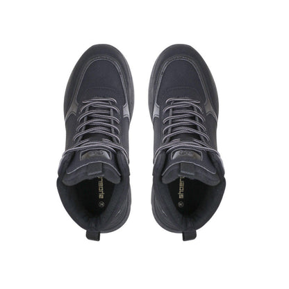 Pu Leather Lace-Up Hiking Half Boots – Black (SR-3497)