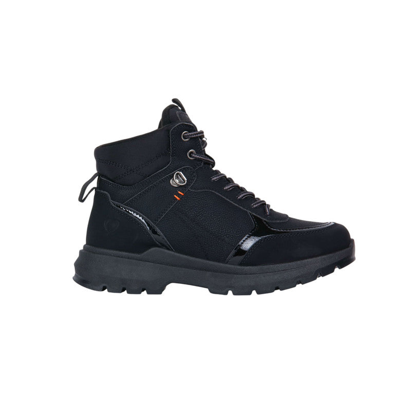 Pu Leather Lace-Up Hiking Half Boots – Black (SR-3497)