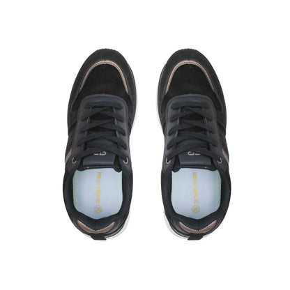 PU Leather Panel Sneakers - Black