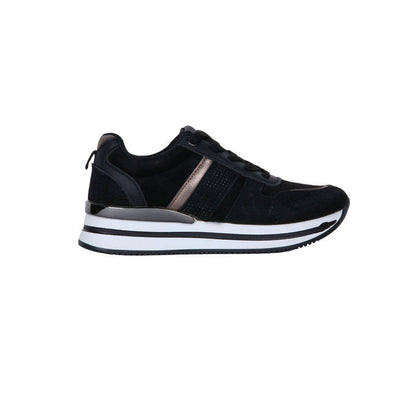 PU Leather Panel Sneakers - Black