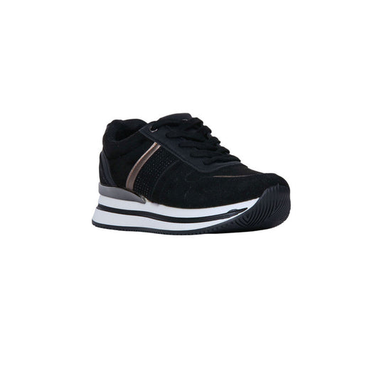 PU Leather Panel Sneakers - Black