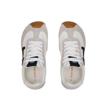 PU Leather Contrast Detail Sneakers - White