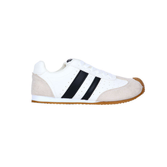 PU Leather Stripe Sneakers - White