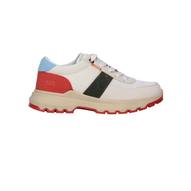 Mesh & PU Leather Colorblock Sneakers – Multicolor