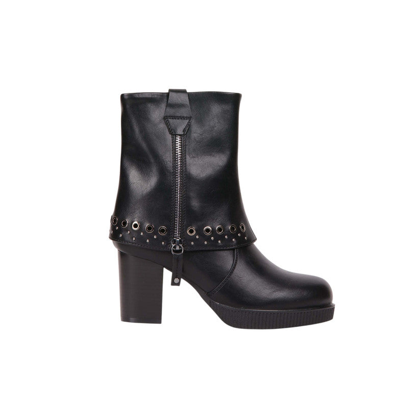 Pu Leather Studded Half Boots – Black (SR-3520)