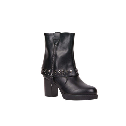 Pu Leather Studded Half Boots – Black (SR-3520)
