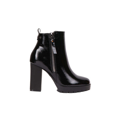 Pu Leather Patent Half Boots – Black (SR-3523)