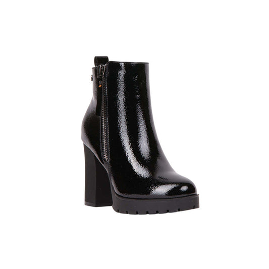 Pu Leather Patent Half Boots – Black (SR-3523)