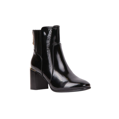Pu Leather Patent Half Boots – Black (SR-3524)