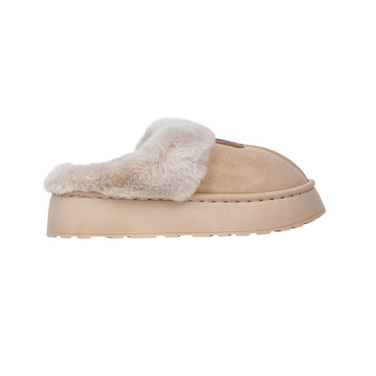 Faux Suede Fur-Lined Ugg Slippers – Beige (SR-3527)