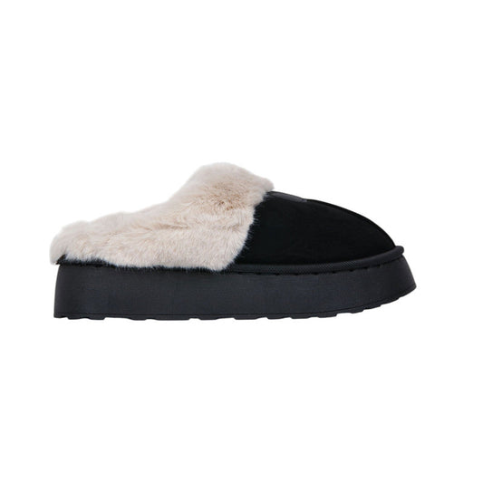 Faux Suede Fur-Lined Ugg Slippers – Black (SR-3527)