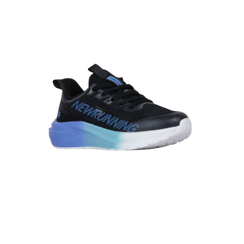 PU Leather Gradient Running Sneakers - Black