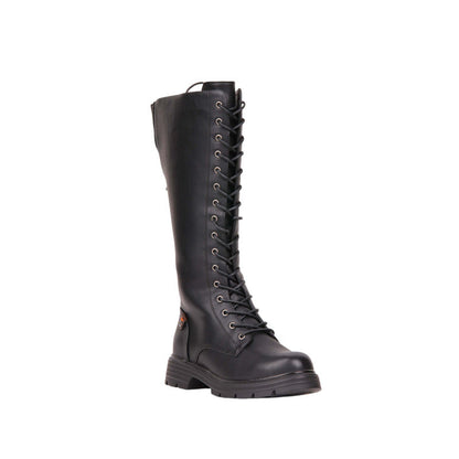 Pu Leather Lace-Up Long Boots – Black (SR-3543)