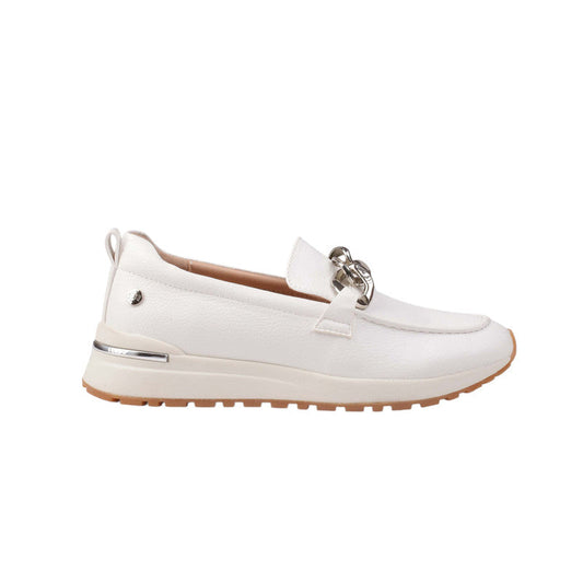 Pu Leather Chain Detail Loafers – White (SR-3544)