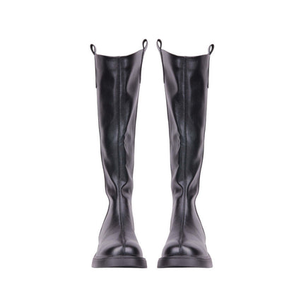 Pu Leather Knee-High Boots – Black (SR-3556)