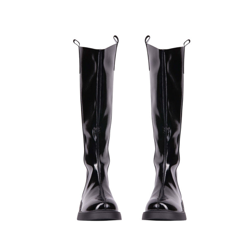 Pu Leather Patent Knee-High Boots – Black (SR-3556)