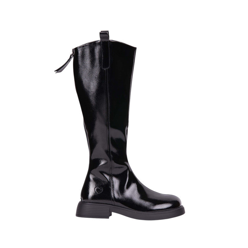 Pu Leather Patent Knee-High Boots – Black (SR-3556)