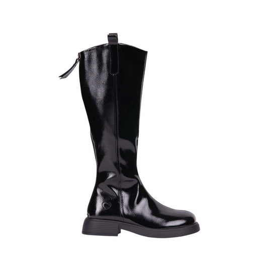 Pu Leather Patent Knee-High Boots – Black (SR-3556)