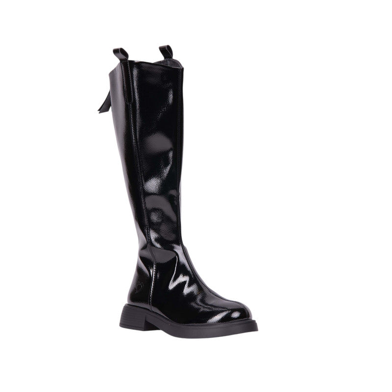 Pu Leather Patent Knee-High Boots – Black (SR-3556)