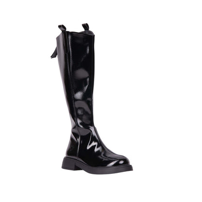 Pu Leather Patent Knee-High Boots – Black (SR-3556)