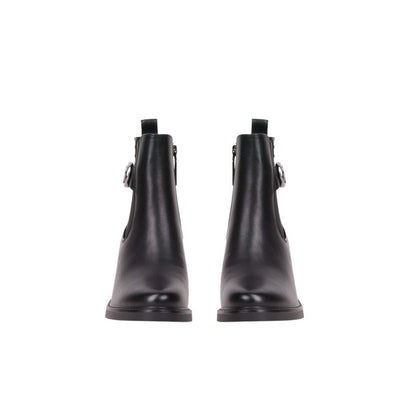 Pu Leather Buckle Half Boots – Black (SR-3670)