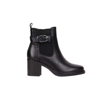 Pu Leather Buckle Half Boots – Black (SR-3670)