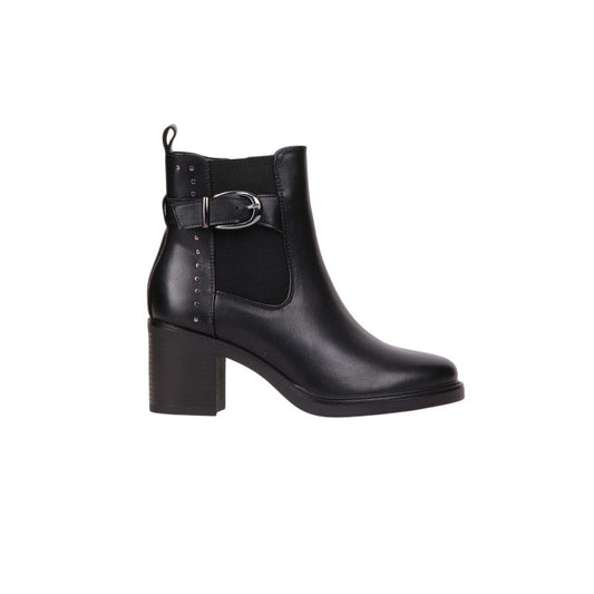 Pu Leather Buckle Half Boots – Black (SR-3670)