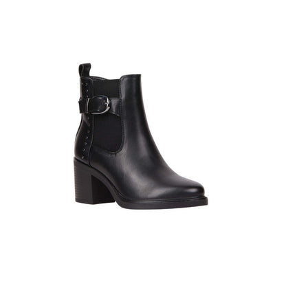 Pu Leather Buckle Half Boots – Black (SR-3670)