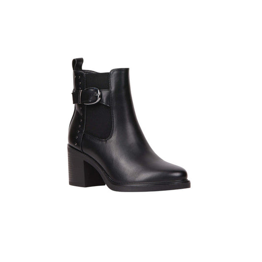 Pu Leather Buckle Half Boots – Black (SR-3670)