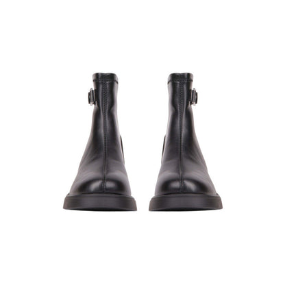 Pu Leather Double Buckle Half Boots – Black (SR-3672)