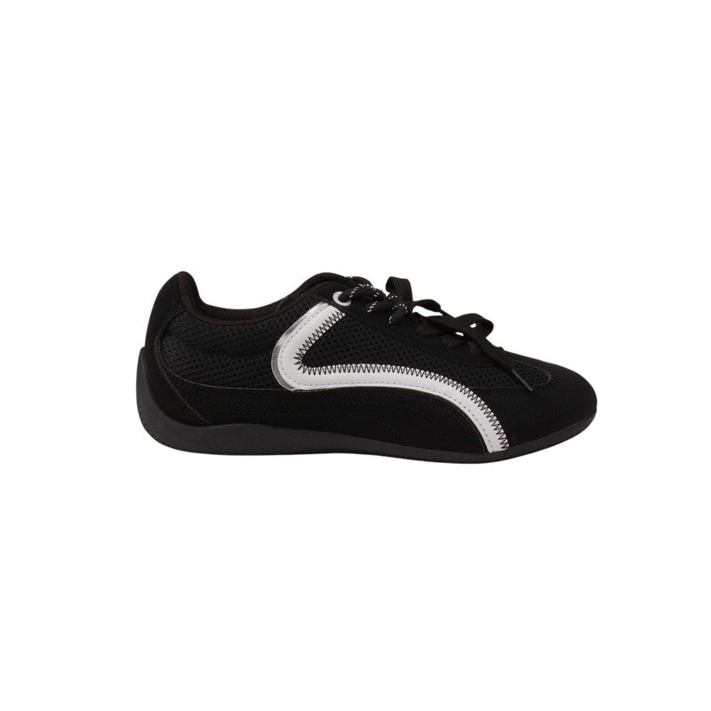 Suede Mesh Sneakers – Black (SR-3550)