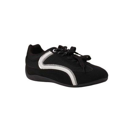 Suede Mesh Sneakers – Black (SR-3550)