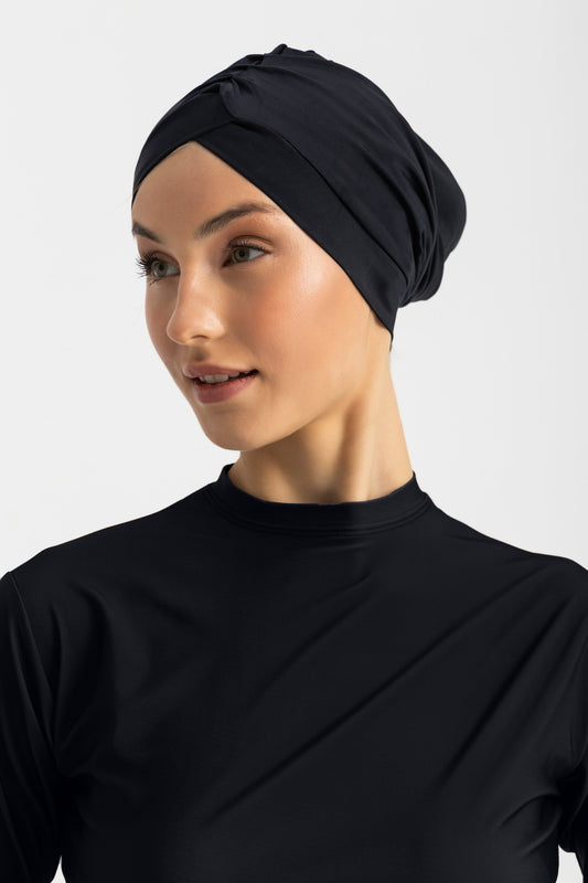 Lycra Sleek Swim Turban - Black