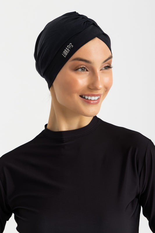 Lycra Sleek Swim Turban - Black