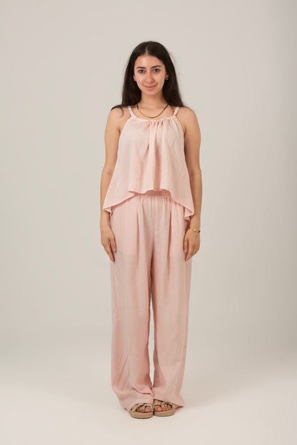 Linen Halter Neck Set Top & Pant For Women