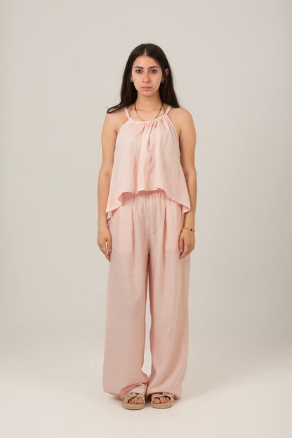 Linen Halter Neck Set Top & Pant For Women