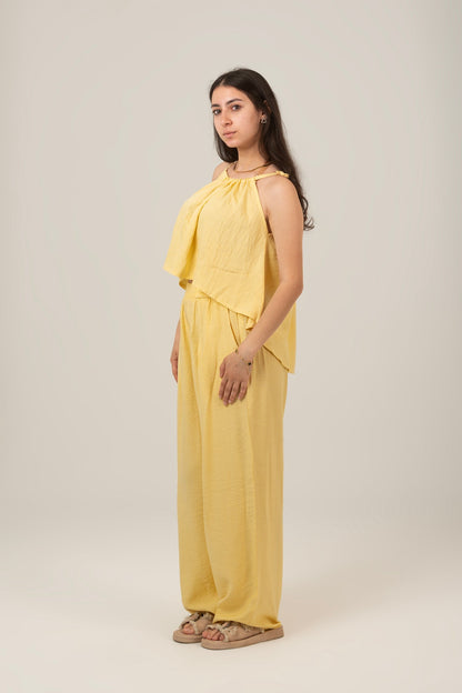 Linen Halter Neck Set Top & Pant For Women
