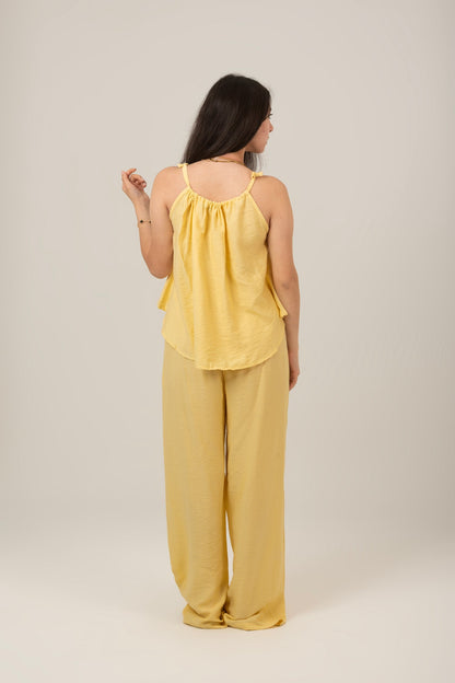 Linen Halter Neck Set Top & Pant For Women