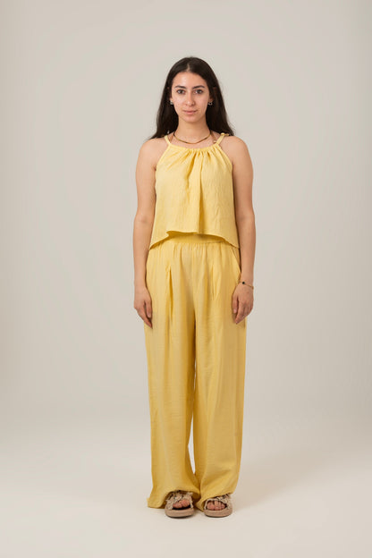 Linen Halter Neck Set Top & Pant For Women