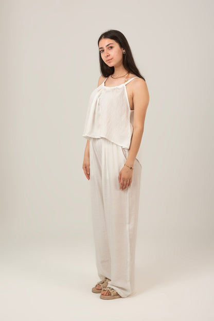 Linen Halter Neck Set Top & Pant For Women
