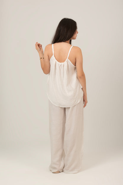 Linen Halter Neck Set Top & Pant For Women