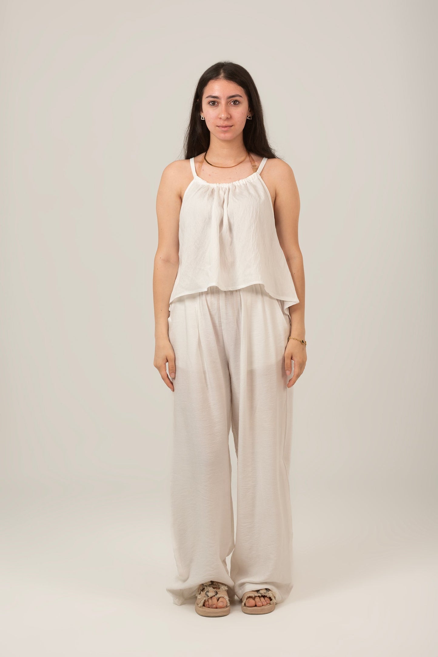 Linen Halter Neck Set Top & Pant For Women