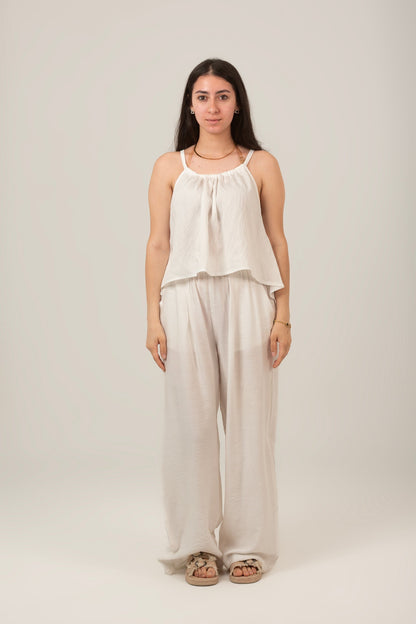 Linen Halter Neck Set Top & Pant For Women